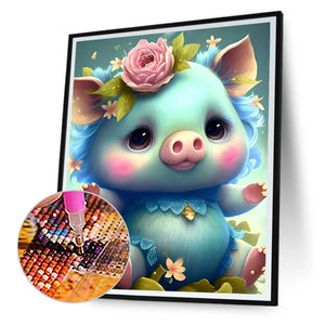 Cartoon Zodiac Animal - Pig 30*40CM(Canvas) Full Round Drill Diamond Painting