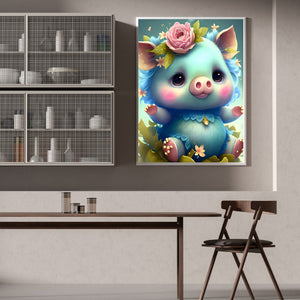 Cartoon Zodiac Animal - Pig 30*40CM(Canvas) Full Round Drill Diamond Painting