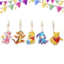 Load image into Gallery viewer, 5pcs DIY Diamond Art Keychains Handmade Cartoon Craft Hanging Ornament
