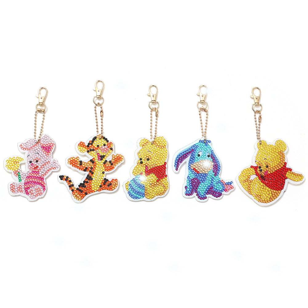 5pcs DIY Diamond Art Keychains Handmade Cartoon Craft Hanging Ornament