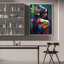 Load image into Gallery viewer, Unique Girl With Flowers And Birds On Her Back 30*40CM(Canvas) Full Round Drill Diamond Painting
