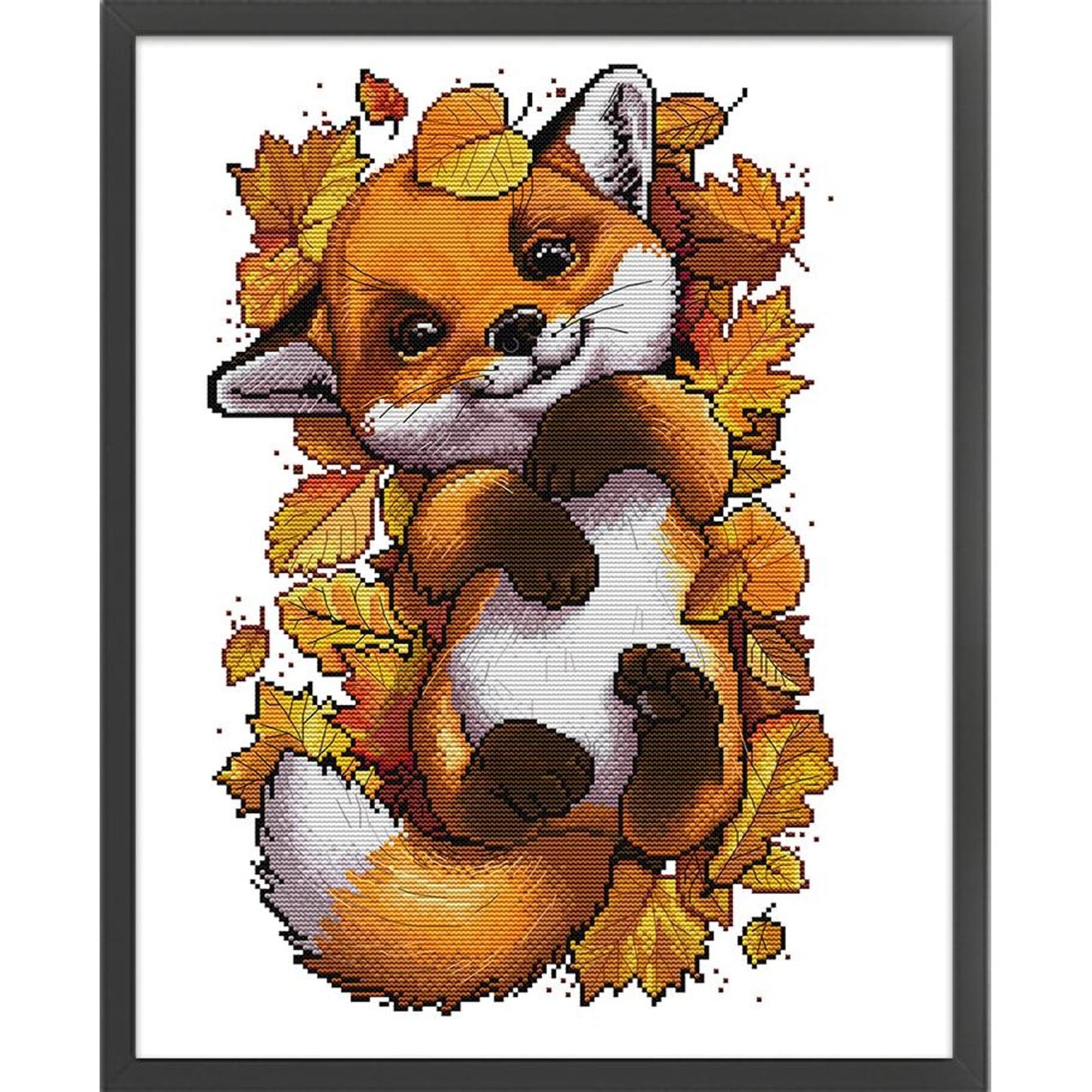 Little Fox In Autumn - Partial 14CT Stamped Cross Stitch 38x47CM - Joy Sunday Backstitch