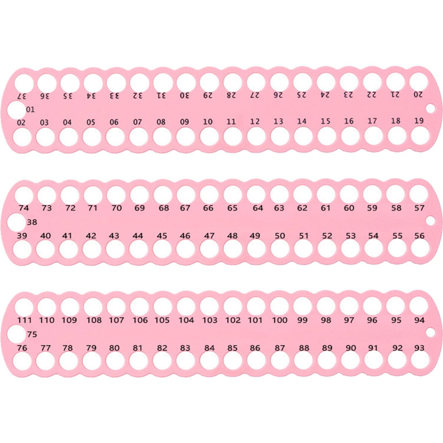 3PCS Cross Stitch Thread Holder PC 37-Hole for DIY Sewing Storage (Pink)