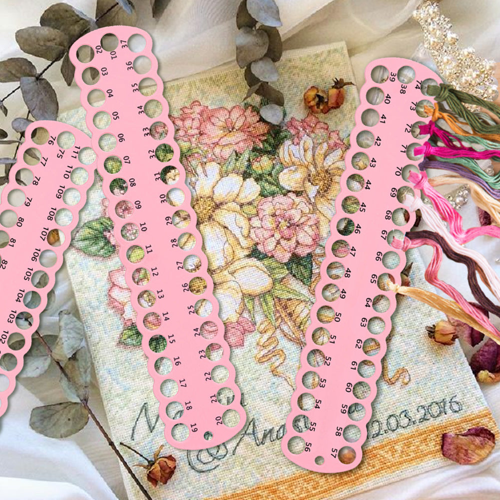3PCS Cross Stitch Thread Holder PC 37-Hole for DIY Sewing Storage (Pink)