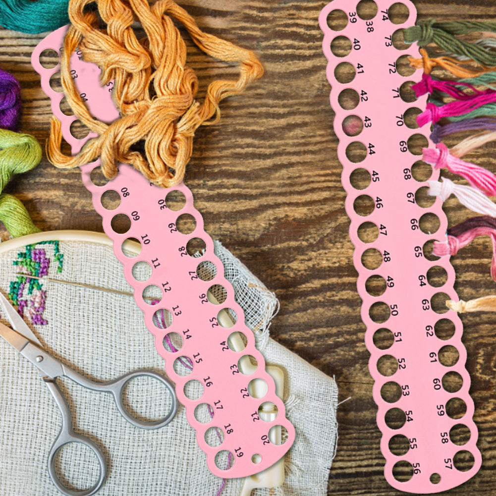 3PCS Cross Stitch Thread Holder PC 37-Hole for DIY Sewing Storage (Pink)