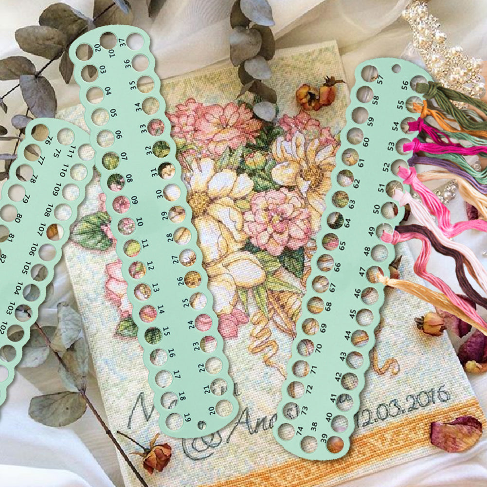 3PCS Cross Stitch Thread Holder PC 37-Hole for DIY Sewing Storage (Green)