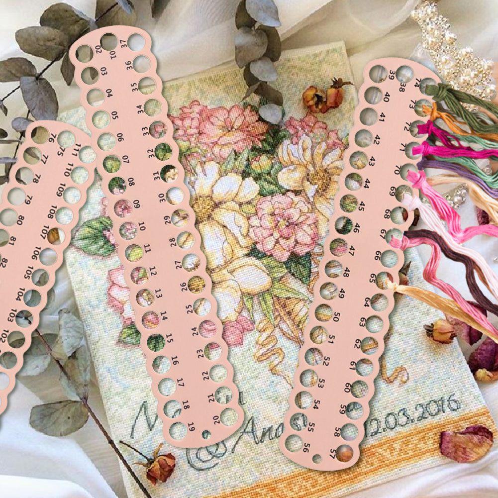 3PCS Cross Stitch Thread Holder PC 37-Hole for DIY Sewing Storage (Beige)