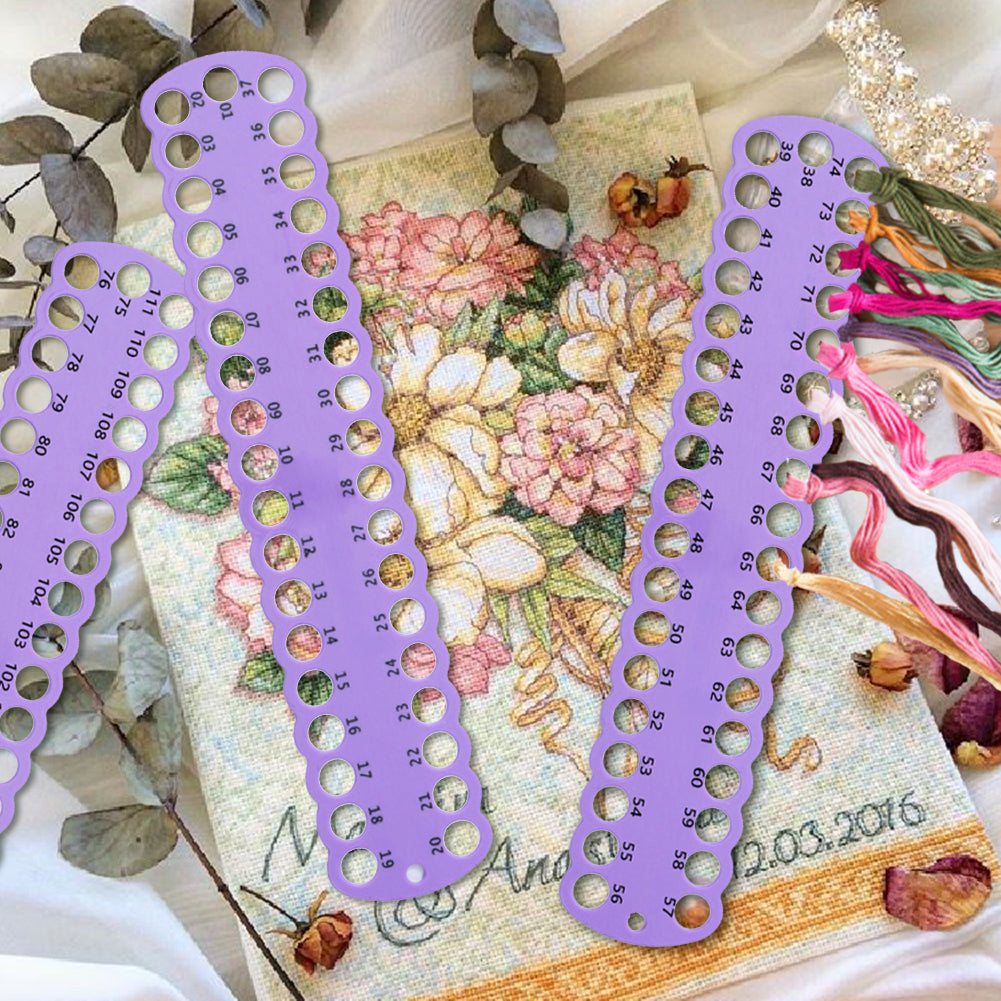 3PCS Cross Stitch Thread Holder PC 37-Hole for DIY Sewing Storage (Violet)