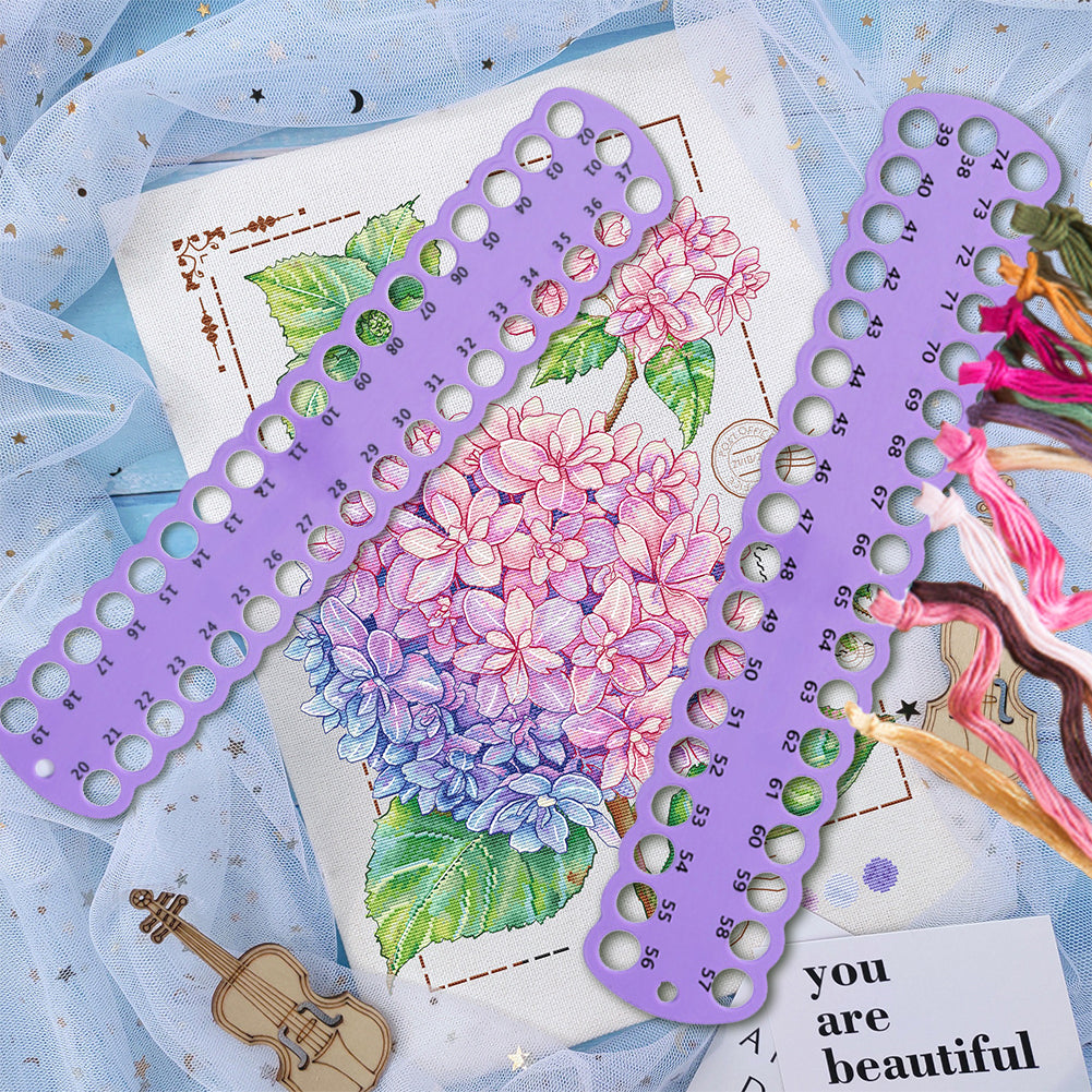 3PCS Cross Stitch Thread Holder PC 37-Hole for DIY Sewing Storage (Violet)