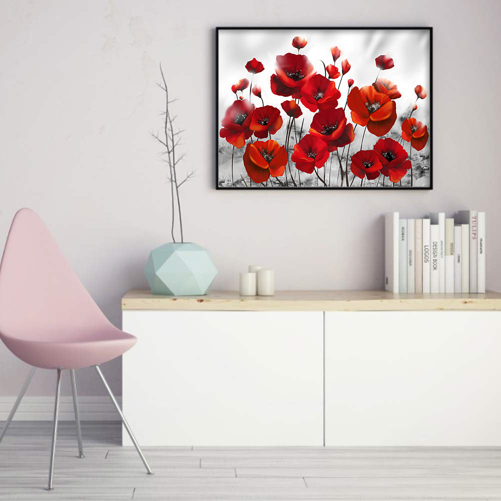 Poppy - Full 11CT Stamped Cross Stitch 60x40CM - Yishu