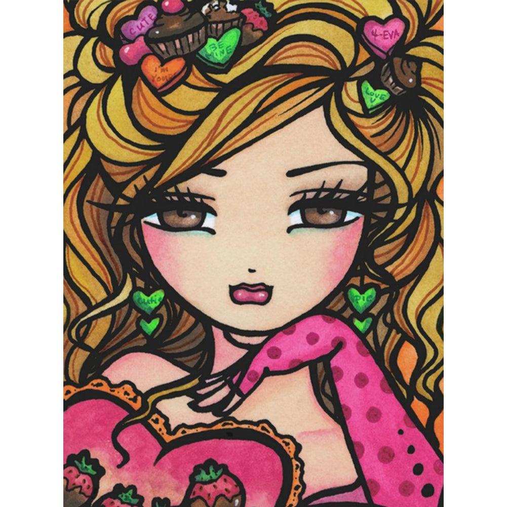 Long-Haired Girl 30*40CM(Canvas) Full Round Drill Diamond Painting