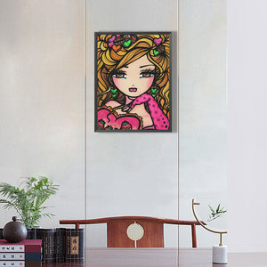 Long-Haired Girl 30*40CM(Canvas) Full Round Drill Diamond Painting
