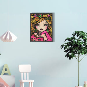 Long-Haired Girl 30*40CM(Canvas) Full Round Drill Diamond Painting