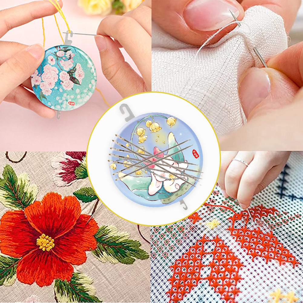 Good Night Bunny Hook Needle Threader Hand Machine Sewing Tool for DIY 5x5CM