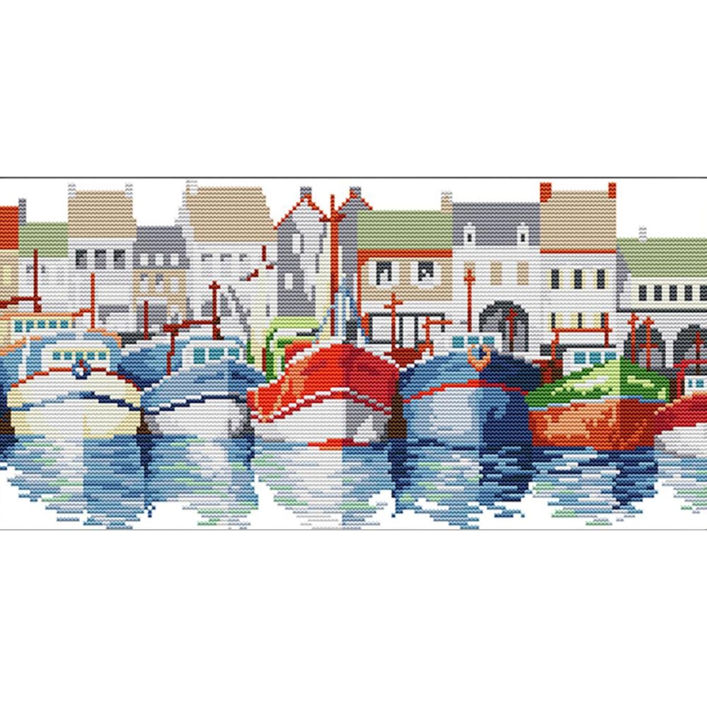 Colorful Sailboat - Partial 14CT Stamped Cross Stitch 42x21CM - Joy Sunday