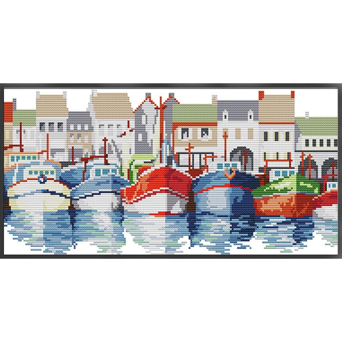 Colorful Sailboat - Partial 14CT Stamped Cross Stitch 42x21CM - Joy Sunday