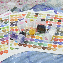 Load image into Gallery viewer, 12pcs Color DMC Number Stickers 26 Letters 1-100 DMC for Kid(Heart Round Square)
