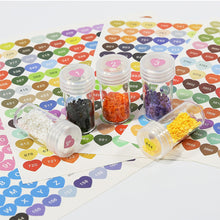 Load image into Gallery viewer, 12pcs Color DMC Number Stickers 26 Letters 1-100 DMC for Kid(Heart Round Square)
