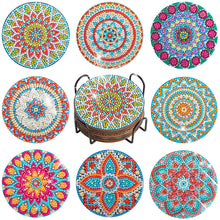 Load image into Gallery viewer, 8Pcs DIY Wood Cup Coasters with Holder for Tabletop Protection (Mandala)
