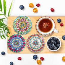 Load image into Gallery viewer, 8Pcs DIY Wood Cup Coasters with Holder for Tabletop Protection (Mandala)
