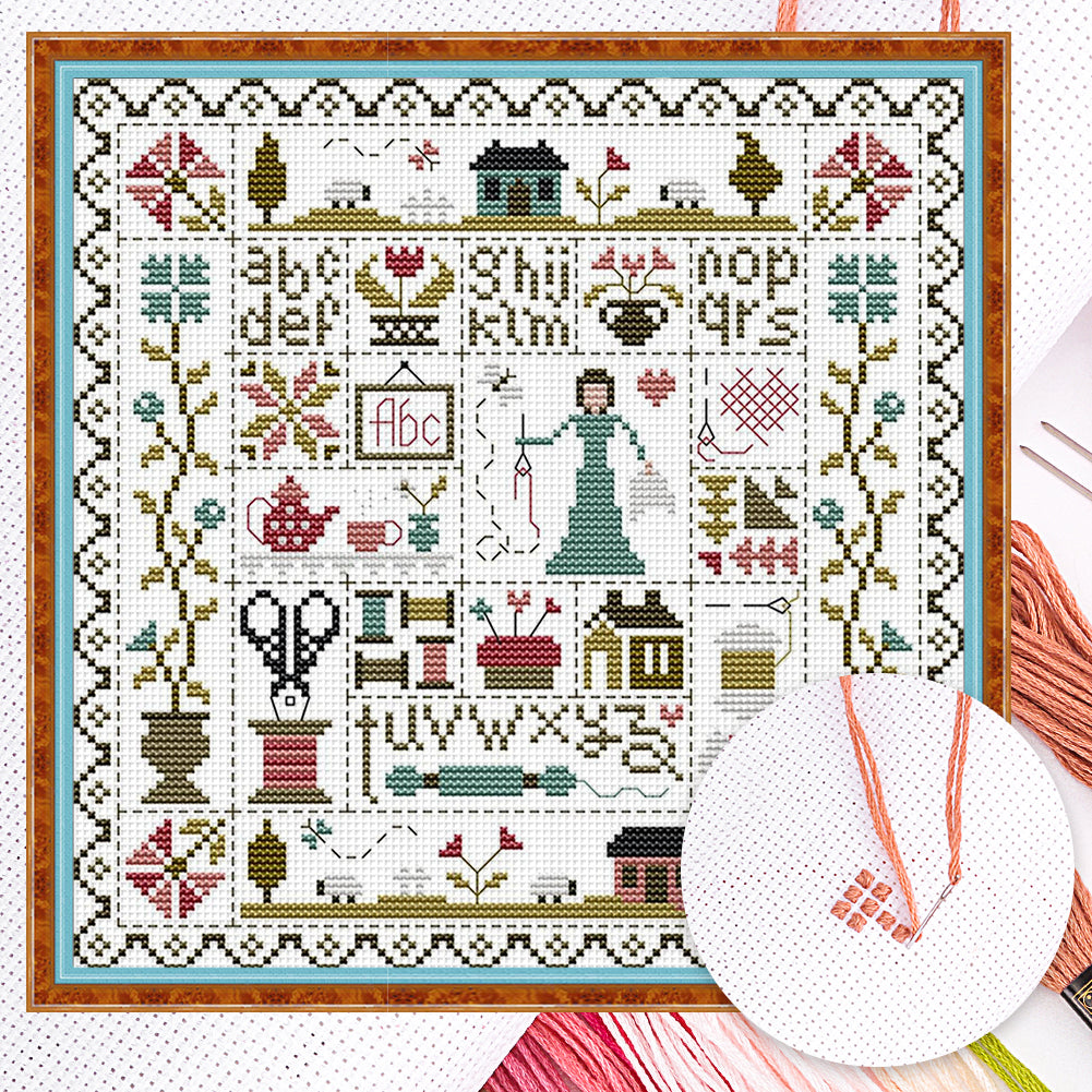 Mending And Sewing - Partial 14CT Counted Cross Stitch 28x28CM - Joy Sunday Backstitch