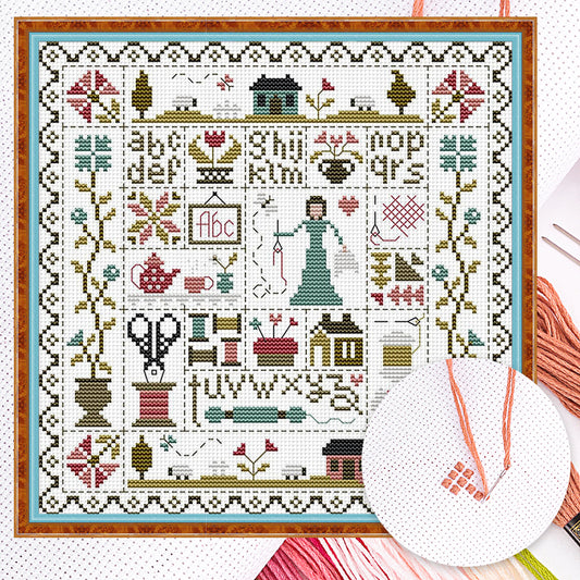 Mending And Sewing - Partial 14CT Counted Cross Stitch 28x28CM - Joy Sunday Backstitch