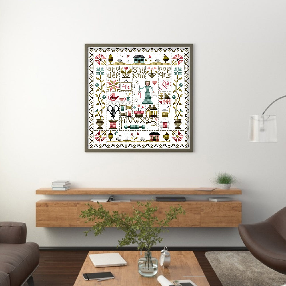 Mending And Sewing - Partial 14CT Counted Cross Stitch 28x28CM - Joy Sunday Backstitch