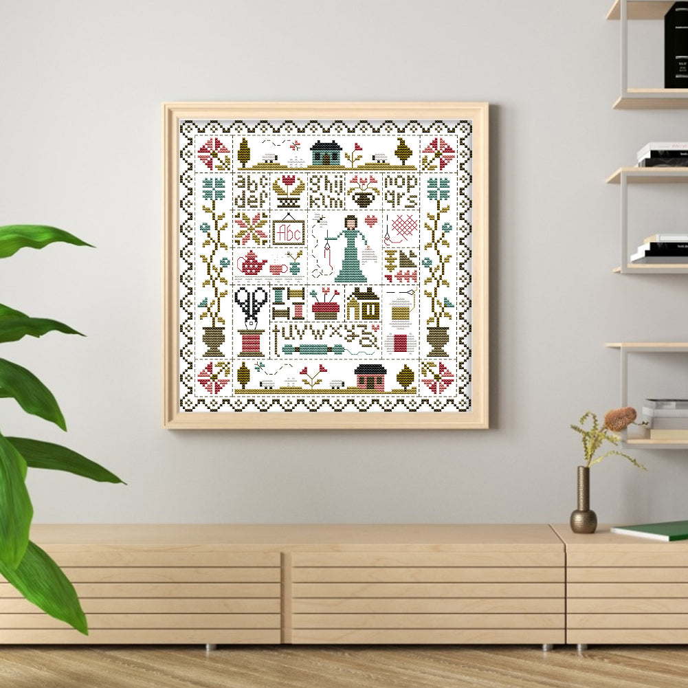 Mending And Sewing - Partial 14CT Counted Cross Stitch 28x28CM - Joy Sunday Backstitch
