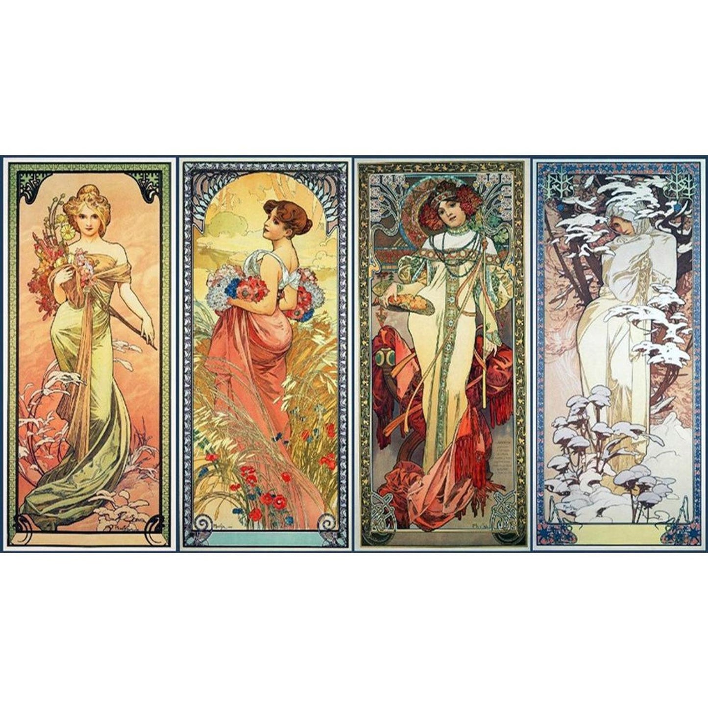 Goddess Of Four Seasons - Full 11CT Stamped Cross Stitch 90x50CM - Yishu