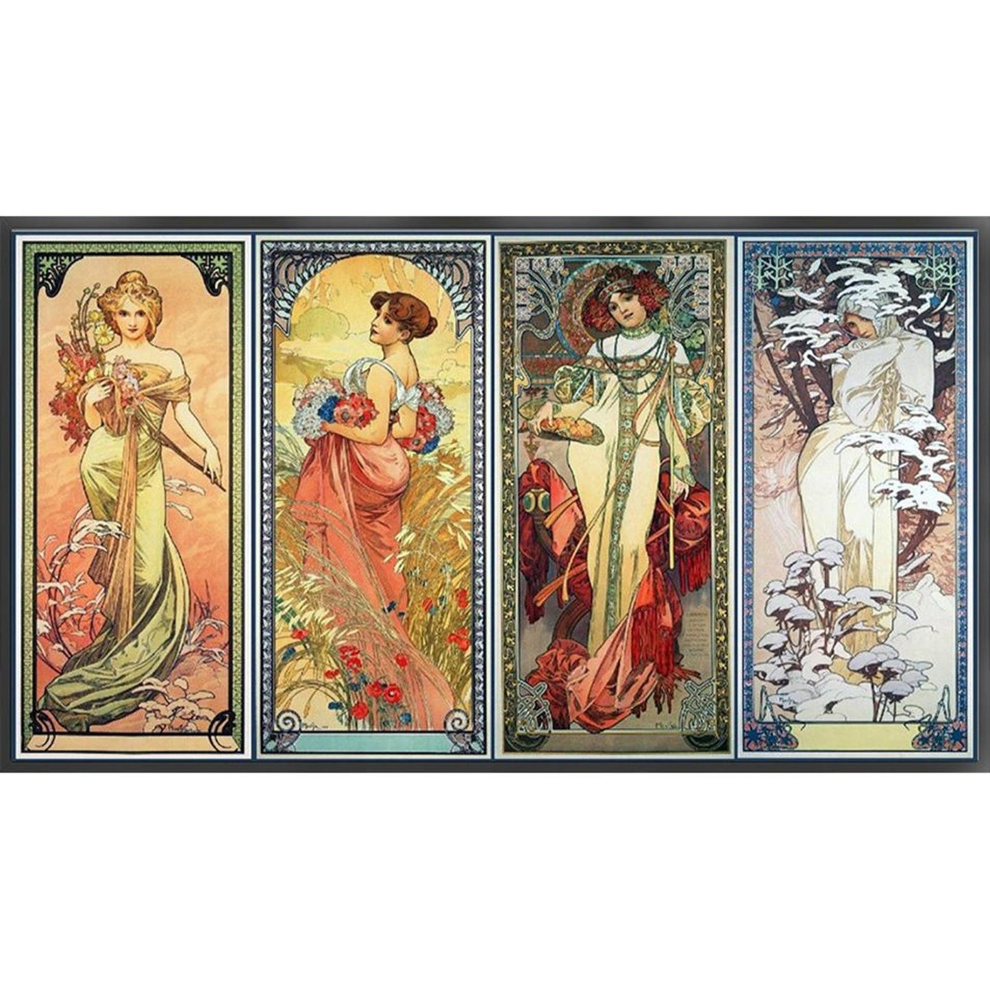 Goddess Of Four Seasons - Full 11CT Stamped Cross Stitch 90x50CM - Yishu