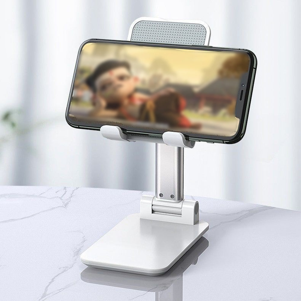 Adjustable Desk Phone Holder Folding Compatible with All Phones (White)