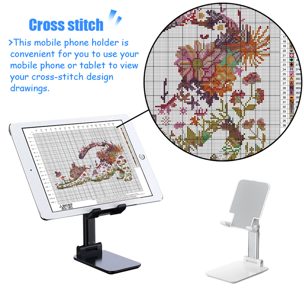 Adjustable Desk Phone Holder Folding Compatible with All Phones (White)