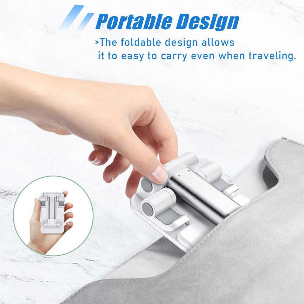 Adjustable Desk Phone Holder Folding Compatible with All Phones (White)