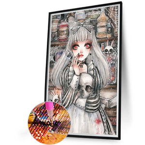 Girl Holding A Skull 40*60CM(Canvas) Full Round Drill Diamond Painting