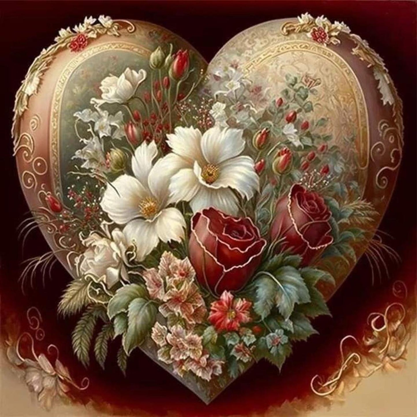 Love Flowers - Full 11CT Stamped Cross Stitch 50x50CM - Yishu