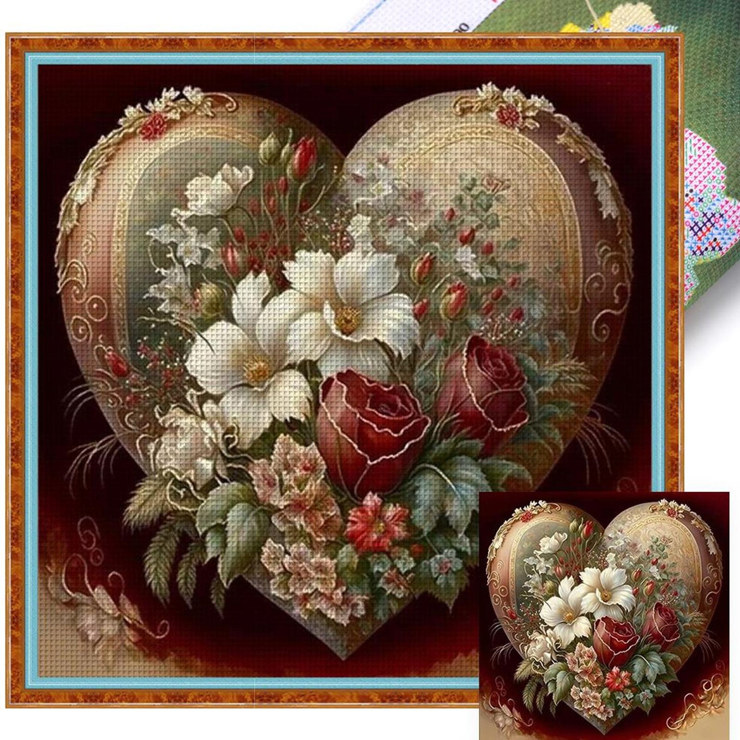 Love Flowers - Full 11CT Stamped Cross Stitch 50x50CM - Yishu