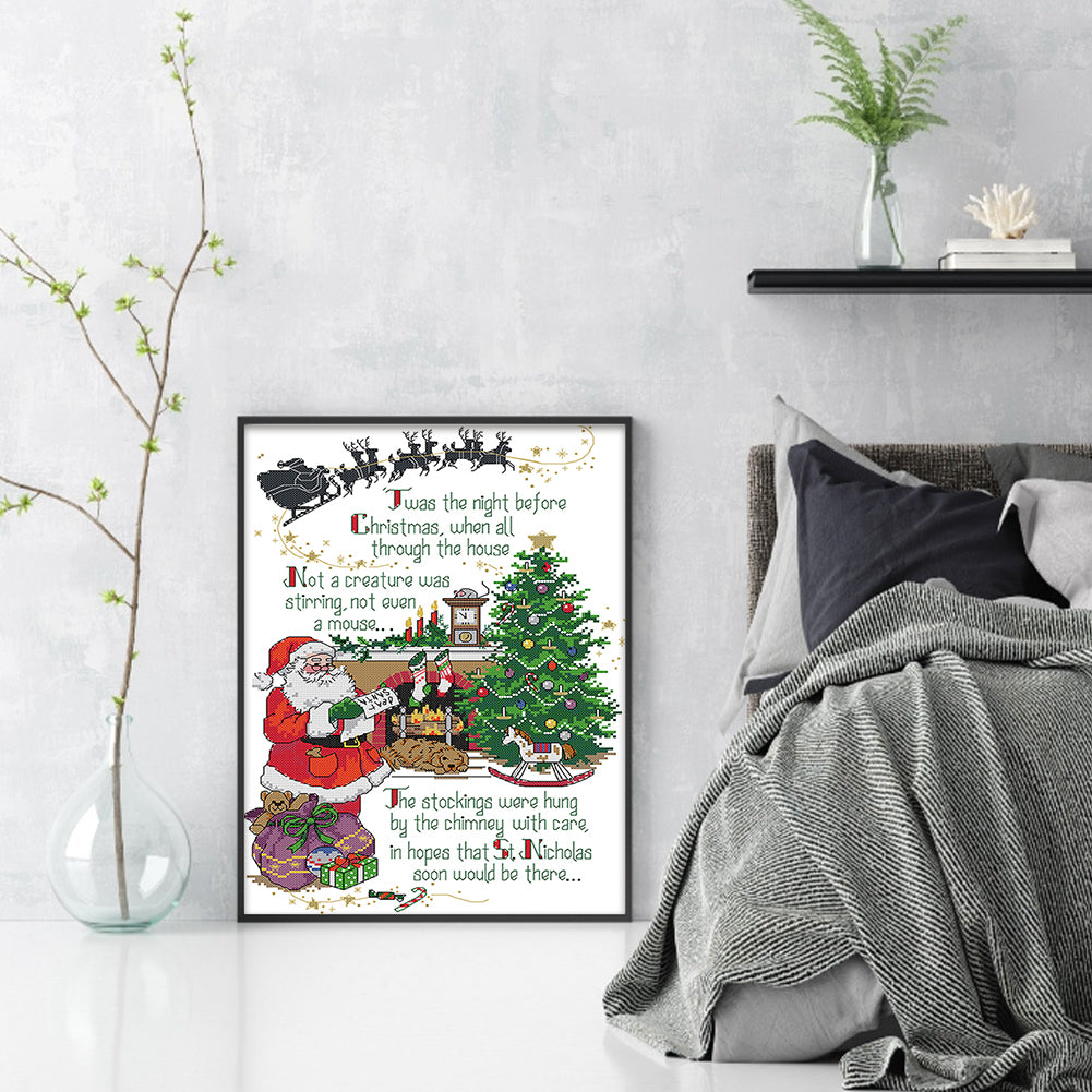 Merry Christmas - Partial 14CT Stamped Cross Stitch 32x45CM - Joy Sunday Backstitch
