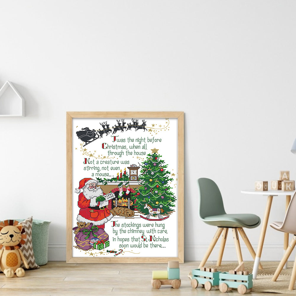 Merry Christmas - Partial 14CT Stamped Cross Stitch 32x45CM - Joy Sunday Backstitch