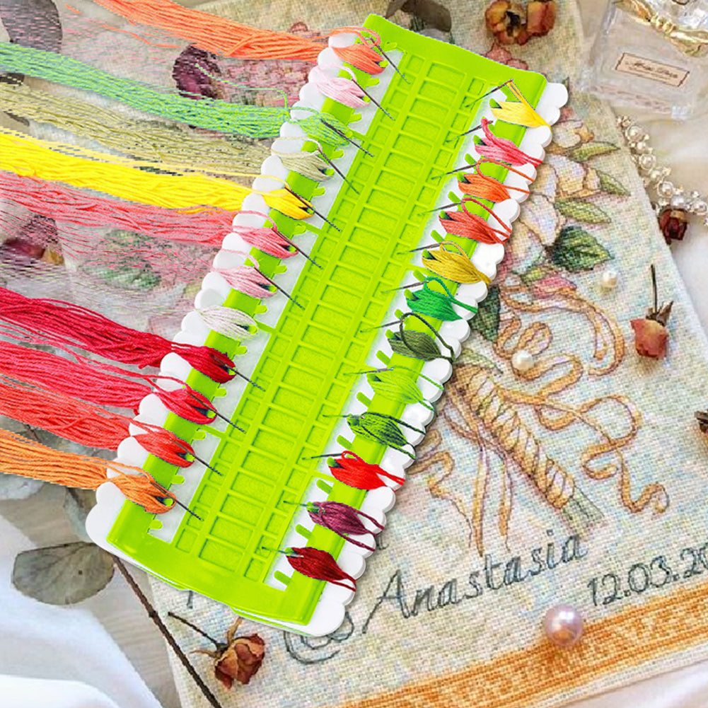 50-Position Floss Organizer Cross Stitch Embroidery Thread Organizer (Green)