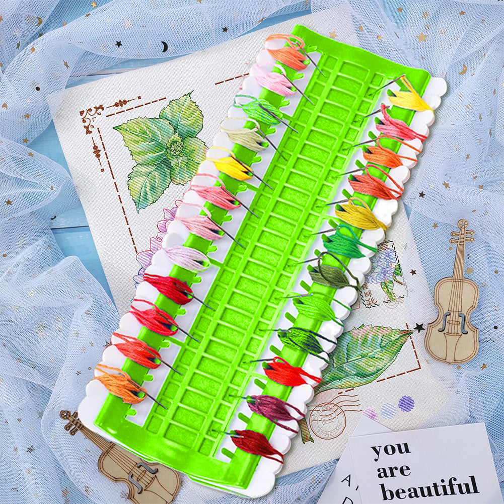 50-Position Floss Organizer Cross Stitch Embroidery Thread Organizer (Green)