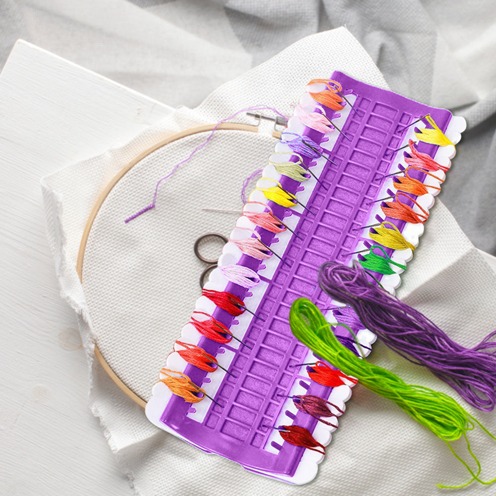 50-Position Floss Organizer Cross Stitch Embroidery Thread Organizer (Purple)