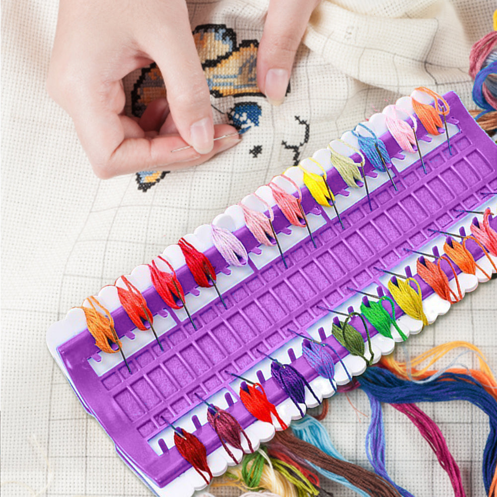 50-Position Floss Organizer Cross Stitch Embroidery Thread Organizer (Purple)