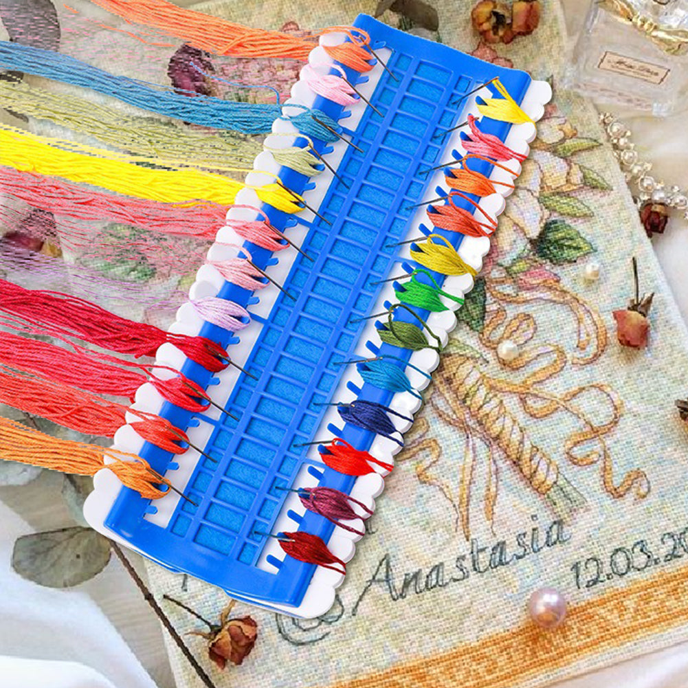 50-Position Floss Organizer Cross Stitch Embroidery Thread Organizer (Blue)