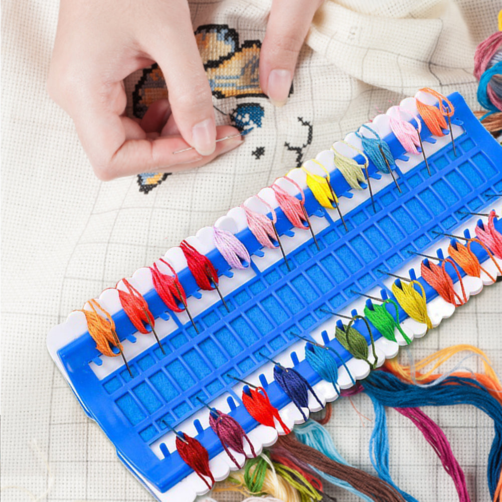 50-Position Floss Organizer Cross Stitch Embroidery Thread Organizer (Blue)
