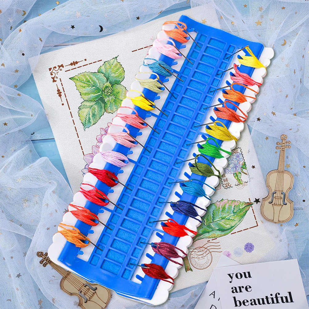 50-Position Floss Organizer Cross Stitch Embroidery Thread Organizer (Blue)
