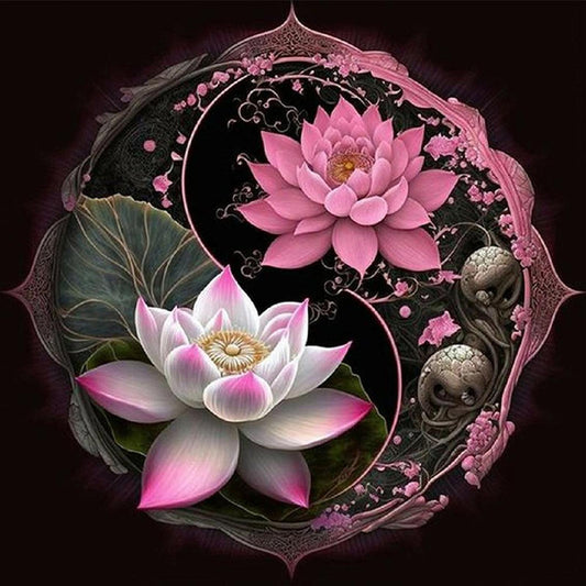 Tai Chi Diagram - Lotus - Full 11CT Stamped Cross Stitch 40x40CM - Huacan
