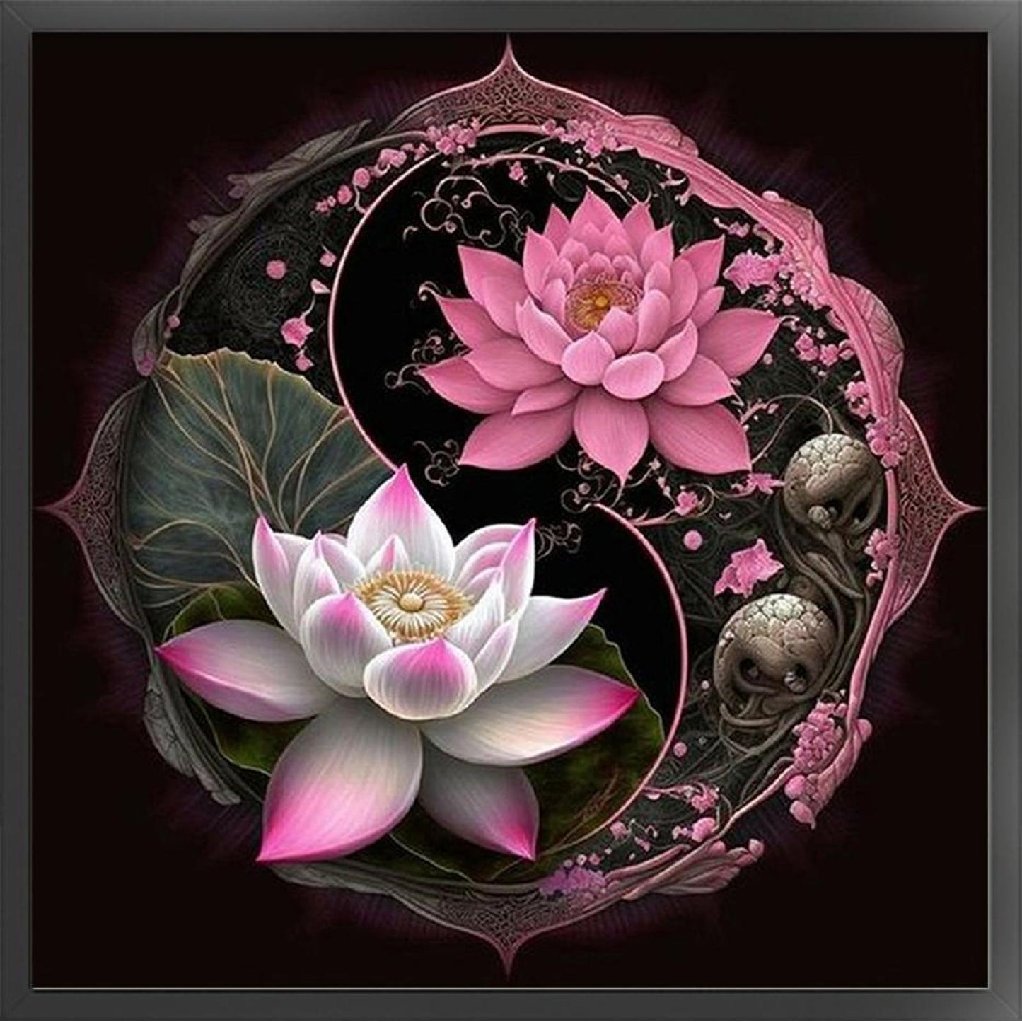 Tai Chi Diagram - Lotus - Full 11CT Stamped Cross Stitch 40x40CM - Huacan
