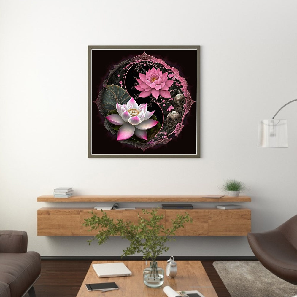 Tai Chi Diagram - Lotus - Full 11CT Stamped Cross Stitch 40x40CM - Huacan