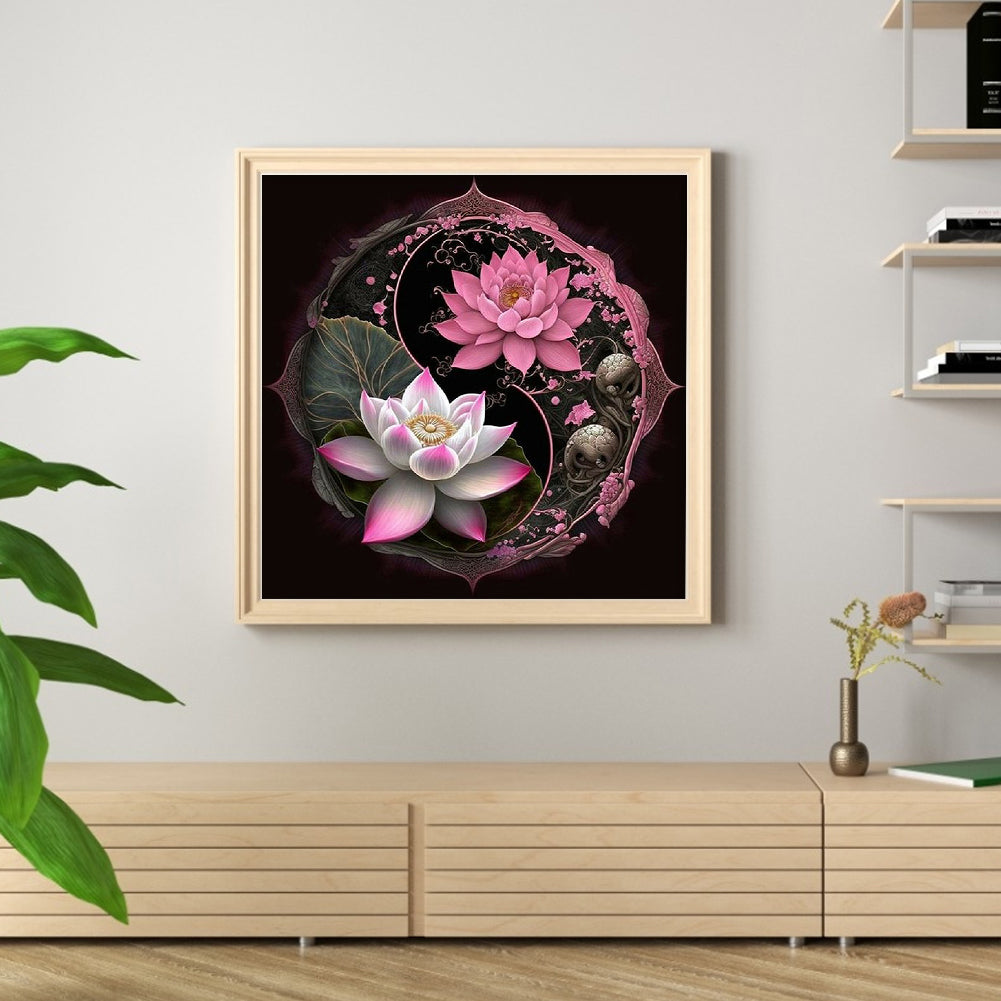Tai Chi Diagram - Lotus - Full 11CT Stamped Cross Stitch 40x40CM - Huacan