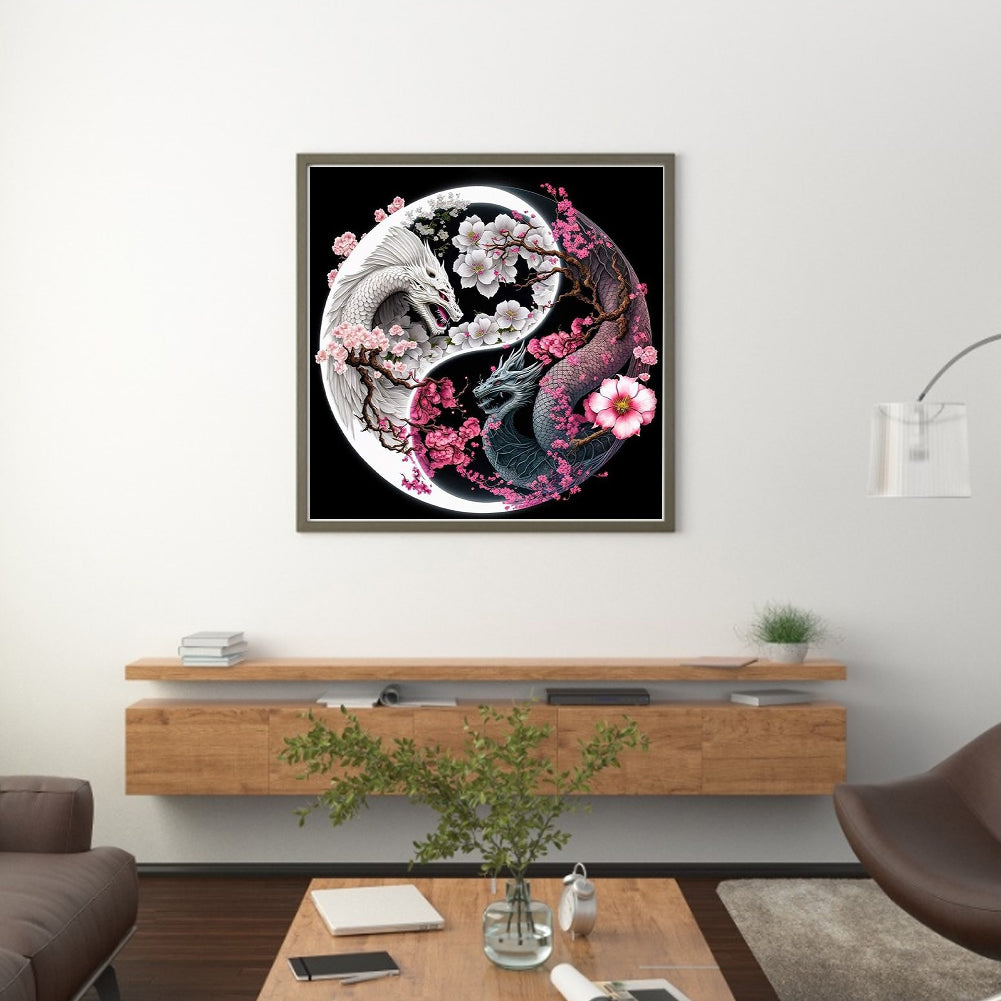 Tai Chi Diagram - Dragon - Full 11CT Stamped Cross Stitch 40x40CM - Huacan